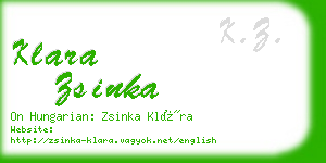 klara zsinka business card